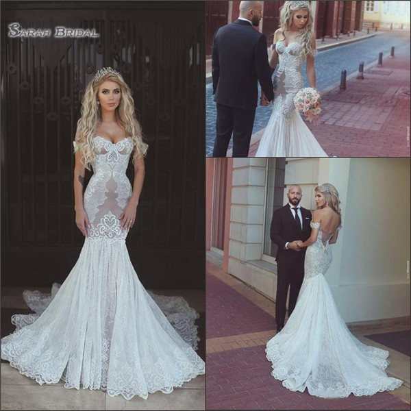 Sexy Mermaid Wedding Dresses Off Shoulder with Lace Appliques Cheap Bridal Party Gowns Vestido De Novia