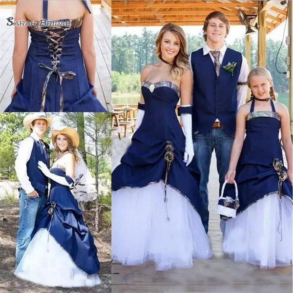 Cowboy Camo A Line Floor Length Wedding Dresses Sweetheart Pleats Country Bridal Gowns Lace Up Vestidos De Noiva