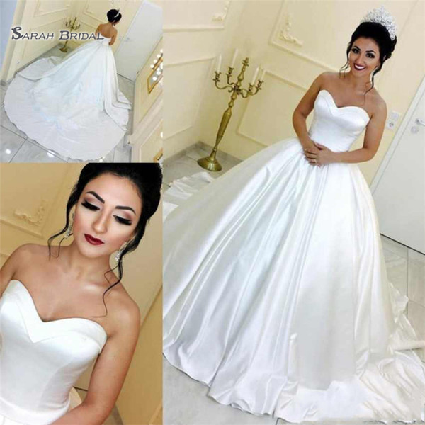 Ball Gown Wedding Dresses With Sweetheart and Sweep Train Bridal Gowns Custom Made Wedding Gowns