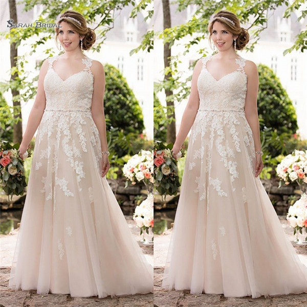 Elegant A-line Plus Size Wedding Dresses Appliques Floor Length With Tulle Bridal Gowns High-end Occasion Dress