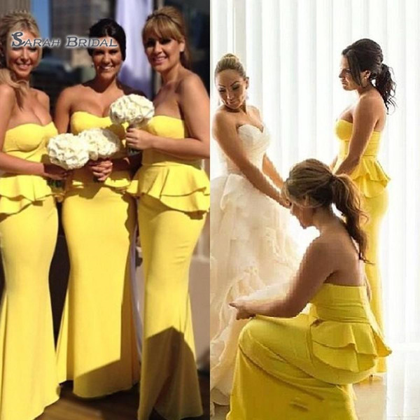 Elegant Long Sweetheart Bridesmaid Dresses Customed Made Bridesmaids Dress Daffodil Evening Prom Party Gowns Vestidos De Novia