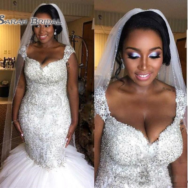 Luxury African Mermaid Wedding Dresses robe de mariee Black Girls Women Beading Bridal Gowns Handmade abiti da sposa