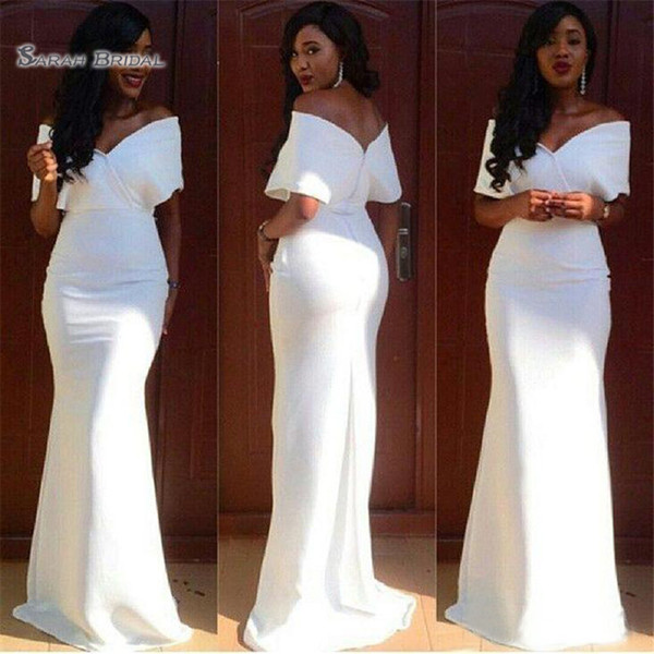 African Dubai White Cheap Mermaid Off Shoulder Bridesmaid Dresses Wedding Guest Dress Floor Length Party Gowns Vestidos De Novia