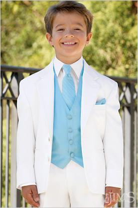 Two Buttons Fashionable Kid Complete Designer White Notch Lapel Boy Wedding Suit Boys' Custom-made (Jacket+Pants+Tie+Vest) Boys Forma Wear