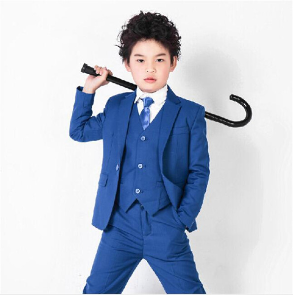 Three Piece Royal Blue Boys Wedding Suits Flower Children Formal Party Tuxedos 2018 (Jacket + Pants + Vest)