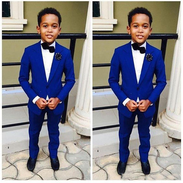 Royal Blue Kid's Formal Wear Wedding Groom Tuxedos Flower Boys Children Party Suits Two Pieces (Jacket+Pants)