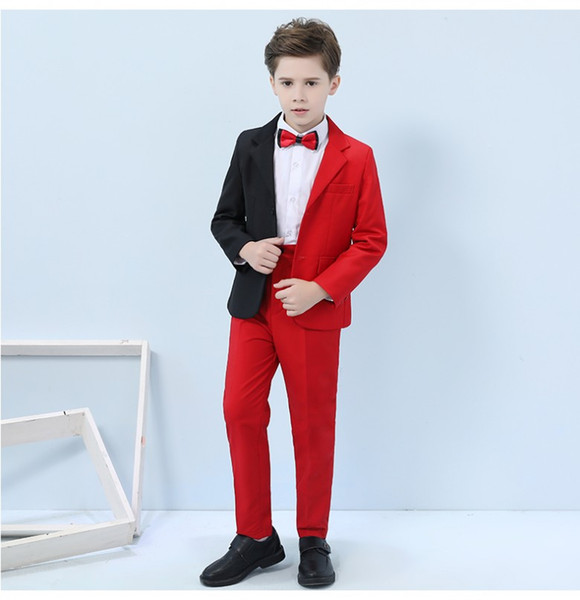 Handsome Kids Formal Occasion Business Suit Child Birthday Party Suits Prom Business Suits Boy Flower Girl(Jacket+Pants+Bow Tie) NO:006