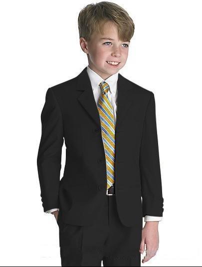 New Arrivals Three Buttons Black Notch Lapel Boy's Formal Wear Occasion Kids Tuxedos Wedding Party Suits (Jacket+Pants+Tie)