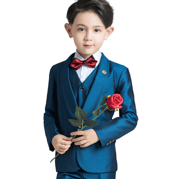 Boys Formal OccasionTuxedos Notch Lapel Two Button Center Vent Kids Wedding Tuxedos Child Suit Custom Elegant Children's Boy Suit Dress