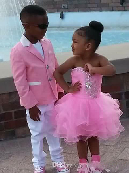 Pink Jacket White Pants Kid Suits Little Boy Formal Occasions Wedding Suit/Boy's Custom made (Jacket+Pants+Tie) 