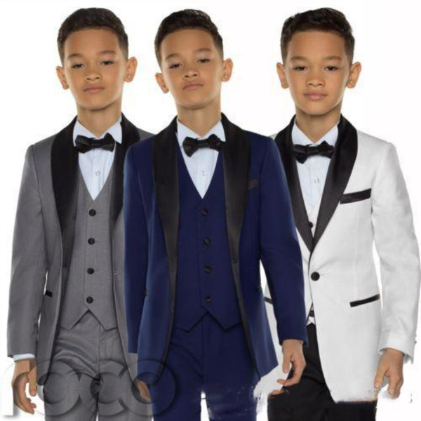 Fashion Cheap Boys Formal Suits Tuxedo Boys Dinner Formal Wear Prom Wedding Brithday Party Suits for Kids Three Pieces Custom Made