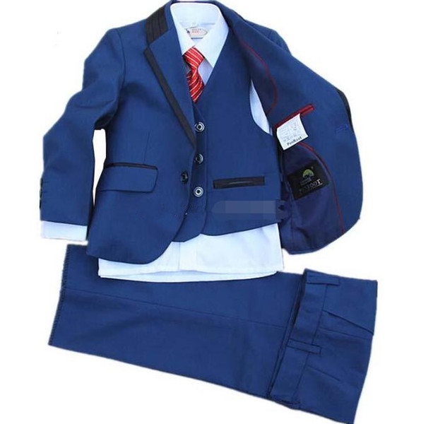 High qulity boys formal occasion suits fashion three-piece boys wedding tuxedos one button little boys formal wear(jacket+pants+vest)