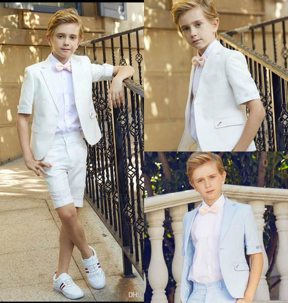 Two Pieces Short Sleeve Wedding For Boys Teens Suits Custom Made Kids Wedding Formal Wear Short Pants