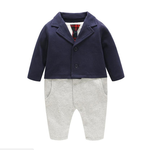 New Arrival Boy's Formal Wear Kids Formal Wear Dress Navy Blue Gentleman Baby Jumpsuit