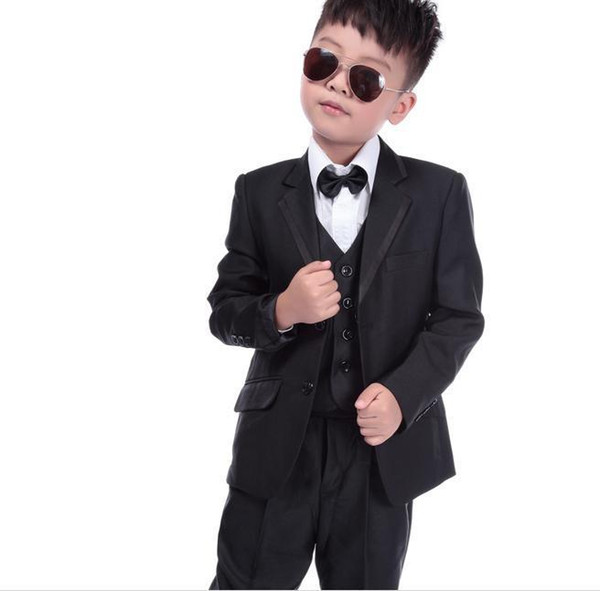 Boy's Formal Wear Children Suit Boys Dress Suit Flower Suit Wedding Stage Performance Clothing Children Tuxedos (Jacket+Pants+Vest+Tie)