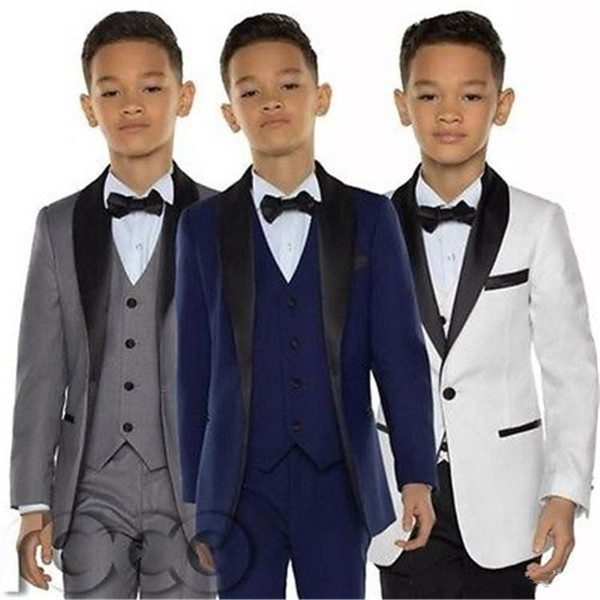 Boys Tuxedo Boys Dinner Suits Three Piece Boys Black Shawl Lapel Formal Suit Tuxedo for Kids Tuxedo