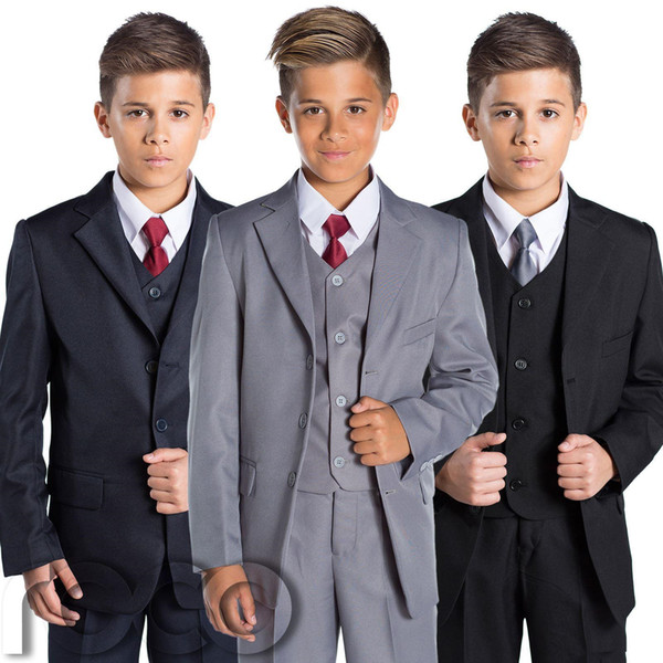 Boys Formal Suits Three Pieces Wedding Tuxedos Dinner Suit Little Kids Young Children Formal Wear Outfits Suit (Jackets+Vests+Pants)