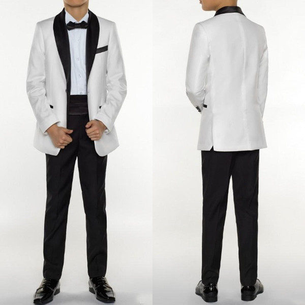 Fashion Boys Tuxedo Boys Three Pieces Boys Formal Suits Tuxedo for Kids White Formal Occasion Suits For Little Men