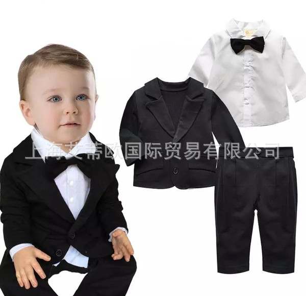 2016 Fashion Spring Summer Little Boys' Swallowtail Attire 6 pcs suit Boy dress Blouse pants shirt