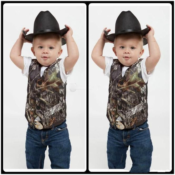 2019 Custom Camo Boy's Formal Wear Camouflage Real Tree Satin Vest Cheap Sale Only Vest For Wedding Kids Boy Formal Wear