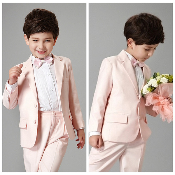 Handsome Boys Light Pink Blazer 2Pcs Wedding Suits for Boy Formal Suit Boys Wedding Suit Kid Tuxedos Children Outfits Jacket With Pants