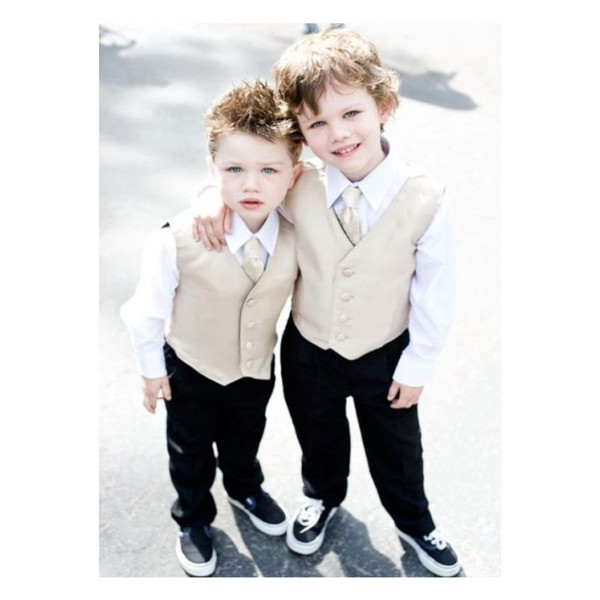 New Beige Boy Vests 2019 Four Boutton Slim Fit Wedding waistcoat Ring Bearer Suit Vests Kids Formal Party Wear Vest