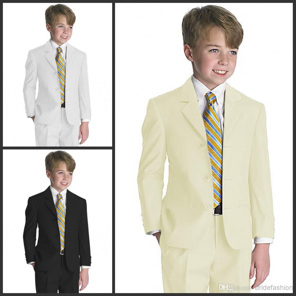 Hot sale 2015 New Black & White & Light Yellow More popular Kid's Complete Designer Boys' Formal Occasion (Jacket+Pants+Tie+Vest+shirt)