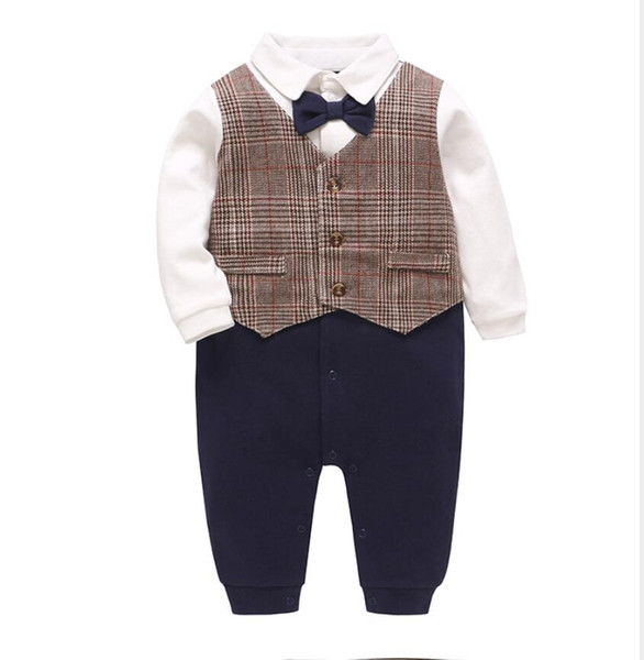 New Arrival Boy's Formal Wear Kids Formal Wear Dress Gentleman Baby Jumpsuit(Bow+Vest+Jumpsuit)