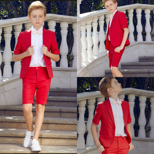 Boys Summer Tuxedo Boys Dinner Suits Boys Formal Suits Tuxedo for Kids Tuxedo Formal Occasion Red Suits For Little Men Two Pieces