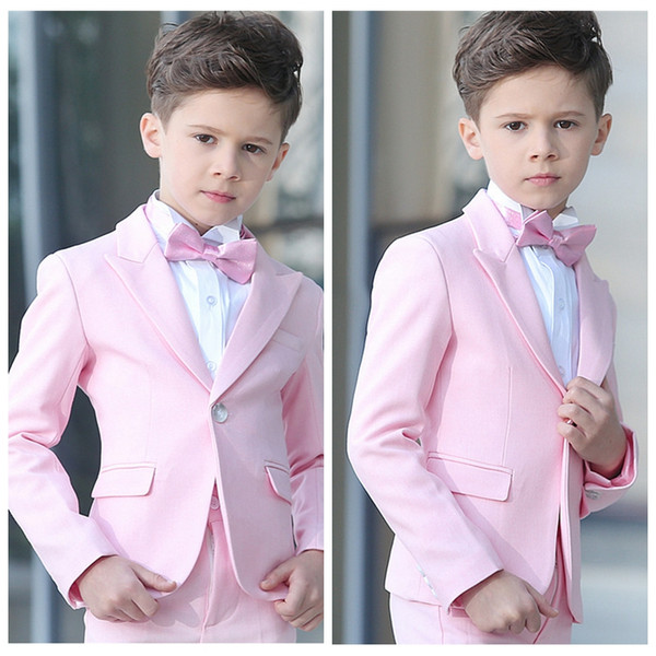 Boy's Formal Wear Jacket Pants 2Pcs Set Pink Boys suits for weddings Kids Prom Wedding Suits for Boy Children