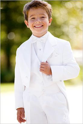 2015 New Style Custom Made White kid suits boy wedding suit Boy's Formal Wear (Jacket+Pants+Tie+Vest)