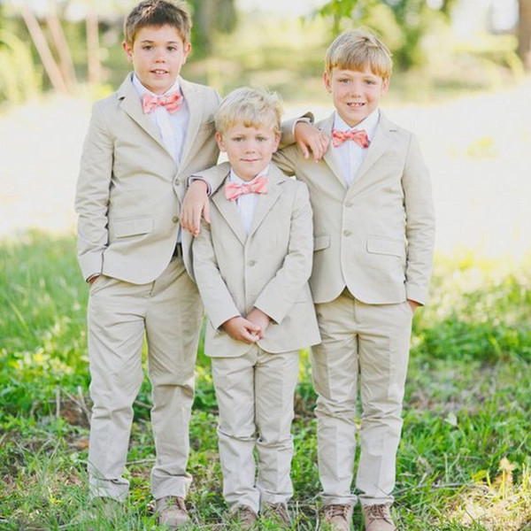 Ring Bearer Boy's Formal Wear Tuxedos Children For Beach Wedding Party Kids Suit Young Boy Set (Vest+Pants+Vest+Bow ) Custom Made BB25