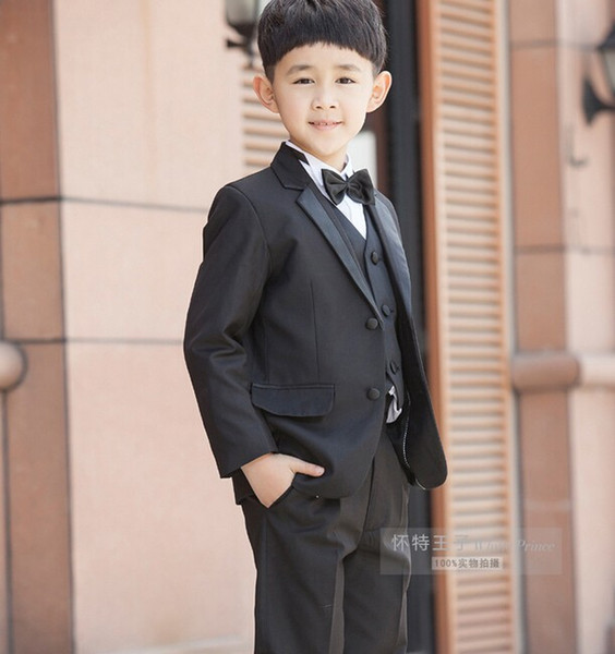 2015 New Fashion Kids Boy Suit Black Boy Wedding Suit Formal Baby Boy Blazer Suit 5-Piece F 1018