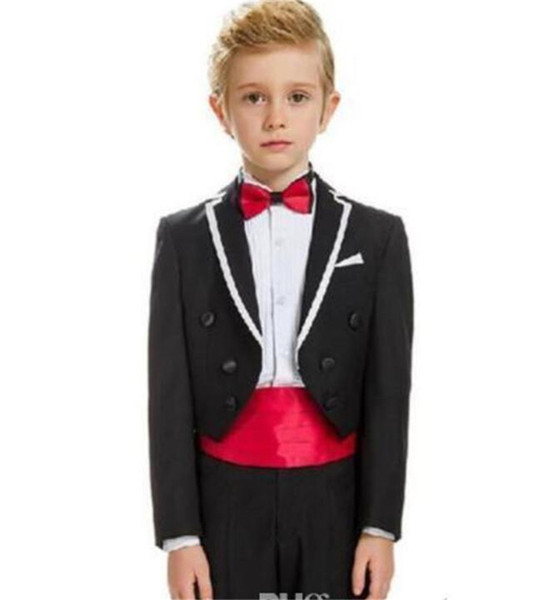 Boys Wedding Suits Flower Boy Groom Tuxedos Double Breasted Slim Party Kids 2 Piece Tailcoats Pants Waistband