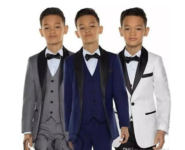 Three Pieces Boys Tuxedo Dinner Suits Boys Formal Wear Suits Tuxedo for Kids Tuxedo Formal Occasion White And Black Suits