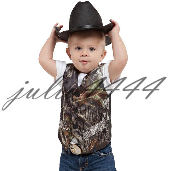 2019 V Neck Camo Boy's Formal Wear Camouflage Real Tree Wedding Vest Cheap Sale Vest For Wedding Kids Boy Formal Wear