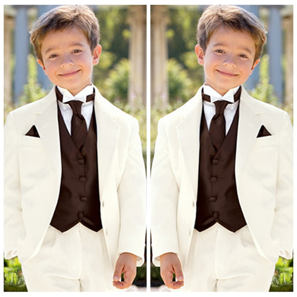 Boys Suits for Wedding Prom Ivory Jacket Boys Formal Suit Costume for Boy Kids Children's Blazer Brown Vest (Jacket+Pants+Vest)