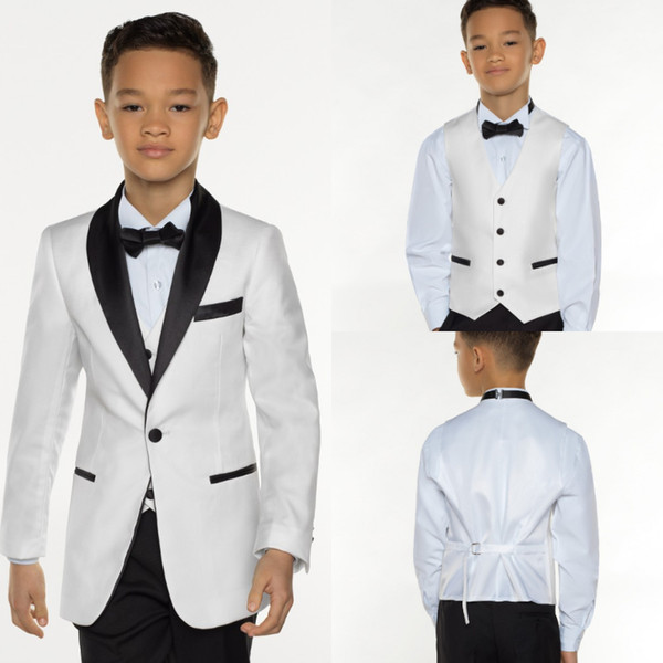 Fashion White royal blue Boys Tuxedo Shawl Lapel Formal Suit Tuxedo for Children 3 piece little boys evening dinner Boy's Formal Wear Cheap