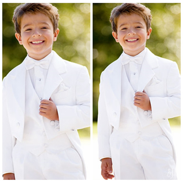 2019 New White Tailcoat Boys Suits for Wedding Prom Boys Formal Suit Costume for Boy Kids Children's Blazer 3 Pieces (Jacket+Pants+Vest)