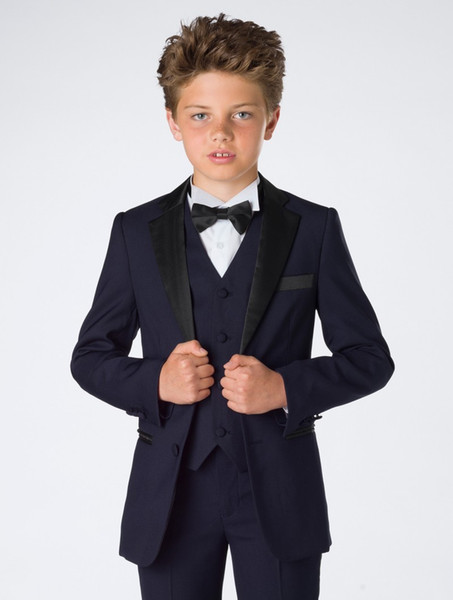 New Design Cheap 3 Pieces Teens Tuxedo Custom Made Children Party Formal Pant Suits Dinner Suits Wedding Groom Tuxedos For Boys