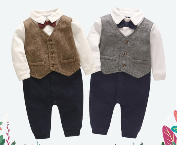 New Arrival Boy's Formal Wear Kids Formal Wear Dress Red Bow-Tie Shirt Gentleman Baby Jumpsuit