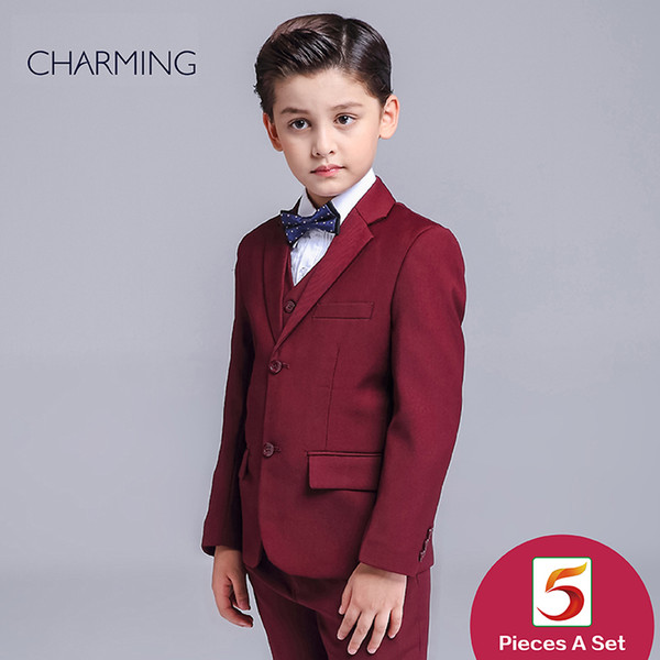 Formal wear for boys Three piece suit Dark red high quality Baby boy suits Childerns suits Wedding suits for boys