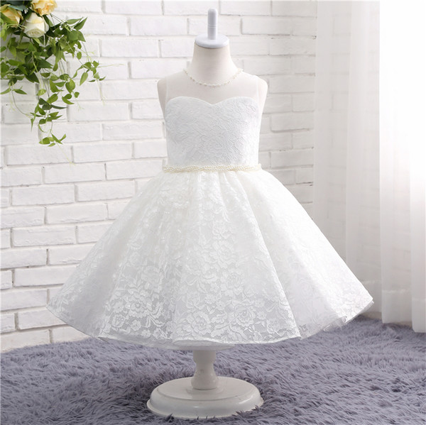 Lace Flower Girl Dress for Weddings Sleeveless O-Neck Real Picture Girl Pageant Gown for Teens TZ003