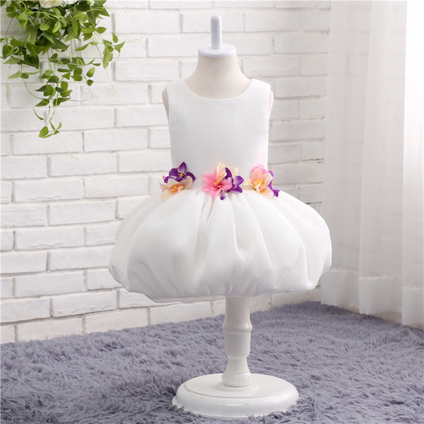 Round Neck Flower Girl Gown Real Picture Princess flower girl Dress for Weddings Tulle Flower Girl Dress TZ013