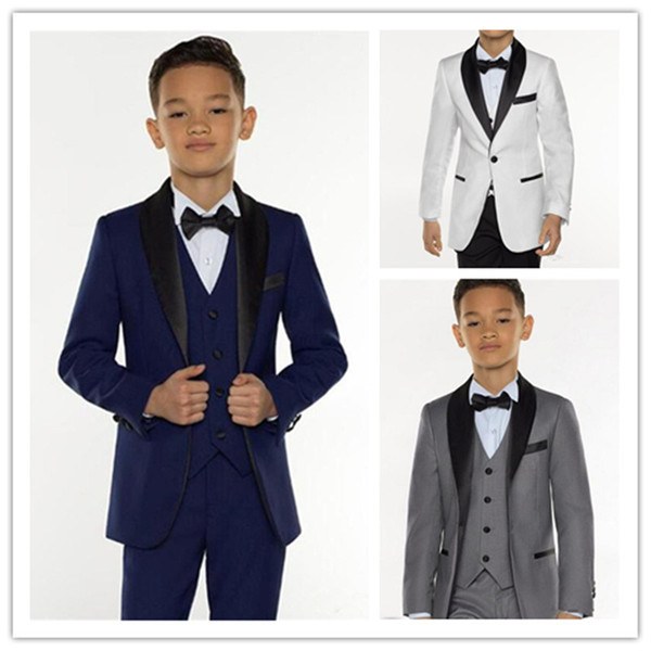 Custom Made Boys Tuxedo Boys Dinner Suits Three Piece Boys Black Shawl Lapel Formal Suit Tuxedo for Kids Tuxedo