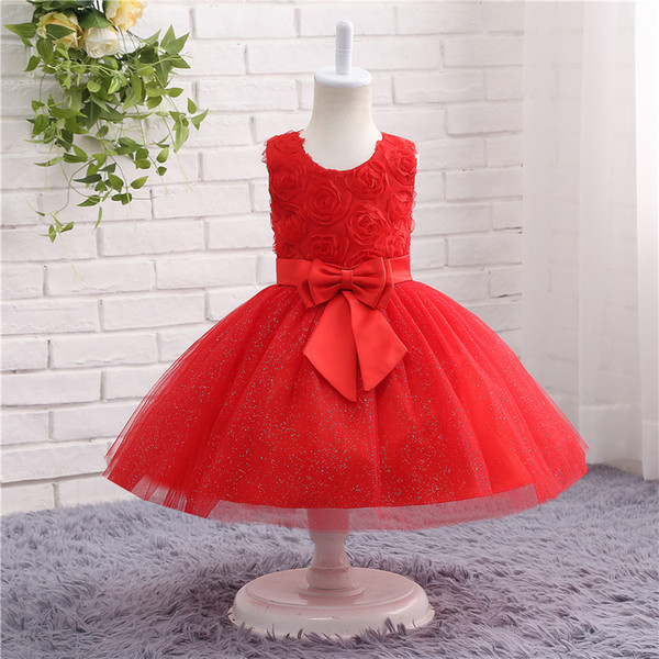 Red Gown Flower Girl Dress Princess Dress for Weddings Hot Sale Flower Girls For Birthday Party TZ016