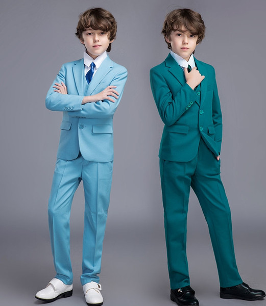 Fashion 4 Pieces Child Suits Wedding Boy Suits Jacket Pant Vest kid Formal Dress School Student Party Costumes (Jacket+Pants+Vest+Bow)