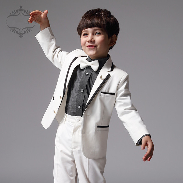 Hot Sales Lapel Fashion Boy A Button Handsome Baby Suit, Children Dress Suit Male Flower Girl Dress(Jacket+Pants)