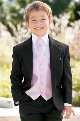 Custom Made One Button Boy Tuxedos Notch Lapel Children Suit Black Kid/Ring Wedding/Prom Suits (Jacket+Pants+Tie+Vest+Shirt+Suspenders) F70
