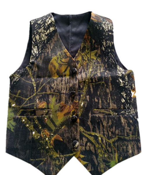 2019 real photo dark Camo Boy's vest Camouflage Real Tree Satin Vest Cheap Sale For Wedding Kids Boy Formal wear